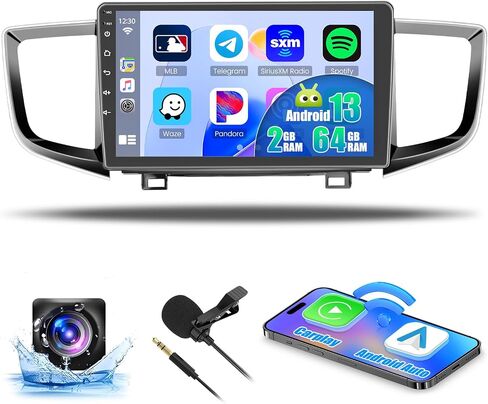 [2+64G] Hikity Android 13 Stereo for Honda Pilot 2016-2023 with Wireless Carplay & Android Auto, 10.1 Inch Touch Screen Radio with GPS/Bluetooth/WiFi/EQ/FM RDS/SWC/MIC/Canbus+ AHD Backup Camera in Saudi Arabia