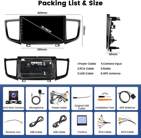 [2+64G] Hikity Android 13 Stereo for Honda Pilot 2016-2023 with Wireless Carplay & Android Auto, 10.1 Inch Touch Screen Radio with GPS/Bluetooth/WiFi/EQ/FM RDS/SWC/MIC/Canbus+ AHD Backup Camera in Saudi Arabia