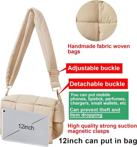 NAARIIAN Puffer shoulder bag Nylon padded woven handbag designer crossbody dupes women down purse in Kuwait
