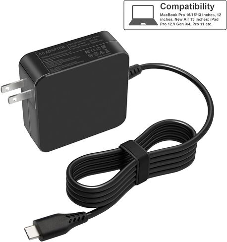 شاحن حائط USB C بقدرة 87 وات/90 وات من النوع C متوافق مع 61 وات و45 وات و30 وات و12 وات لأجهزة MacBook Pro Air 2018 وHP وDell وLenovo وأي أجهزة كمبيوتر محمولة أو هواتف ذكية in Kuwait