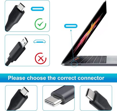 شاحن حائط USB C بقدرة 87 وات/90 وات من النوع C متوافق مع 61 وات و45 وات و30 وات و12 وات لأجهزة MacBook Pro Air 2018 وHP وDell وLenovo وأي أجهزة كمبيوتر محمولة أو هواتف ذكية in Kuwait