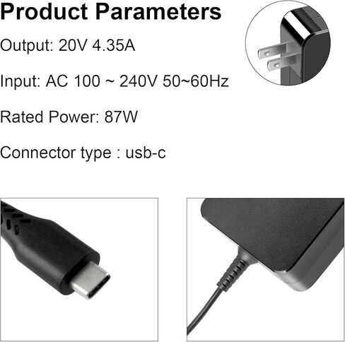 شاحن حائط USB C بقدرة 87 وات/90 وات من النوع C متوافق مع 61 وات و45 وات و30 وات و12 وات لأجهزة MacBook Pro Air 2018 وHP وDell وLenovo وأي أجهزة كمبيوتر محمولة أو هواتف ذكية in Kuwait