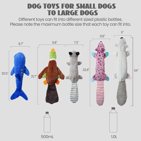 Nocciola 2-in-1 No Stuffing Crinkle Dog Toys with Soft and Durable Fabric, Holds Water Bottles, 21.7" Large Size Stuffless Dog Toys, Squeaky Dog Toys for Small to Large Dog-Duck in Saudi Arabia