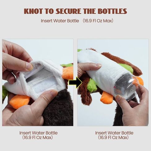 Nocciola 2-in-1 No Stuffing Crinkle Dog Toys with Soft and Durable Fabric, Holds Water Bottles, 21.7" Large Size Stuffless Dog Toys, Squeaky Dog Toys for Small to Large Dog-Duck in Saudi Arabia