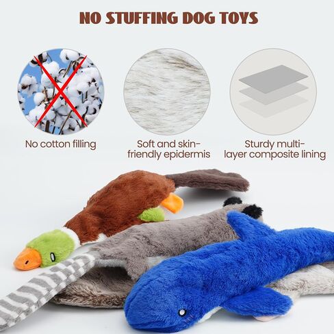 Nocciola 2-in-1 No Stuffing Crinkle Dog Toys with Soft and Durable Fabric, Holds Water Bottles, 21.7" Large Size Stuffless Dog Toys, Squeaky Dog Toys for Small to Large Dog-Duck in Saudi Arabia