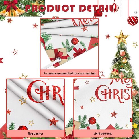 MEHOFOND 8x6ft Merry Christmas Backdrop Christmas Tree Photography Background Xmas Gifts Stars Bells Decorations for Winter Xmas New Year Eve Family Party Bday Party Cake Table Banner Photo Booth Prop in Saudi Arabia