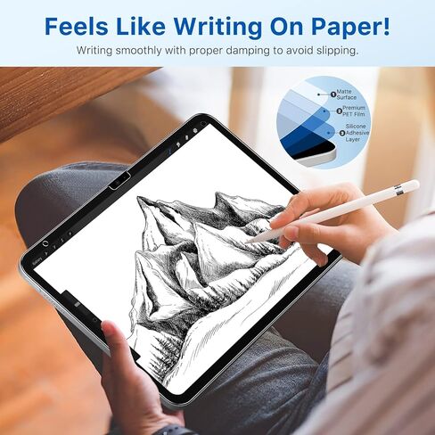 واقي شاشة MoKo مناسب لجهاز iPad الجيل العاشر 10.9 بوصة 2022، فيلم شاشة من الورق اللباد لكتابة سلسة، عبوة من قطعتين in Saudi Arabia