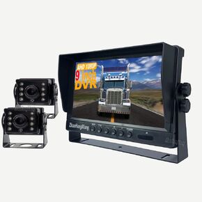 HD 1080P Vehicle Backup Camera with DVR Monitor System,2 x 8 LED IR Night Vision Reverse Rear View Camera + 9" IPS AHD 2CH Split Screen with SD Record 12V~24V for RV Truck Trailer Bus 5th Camper