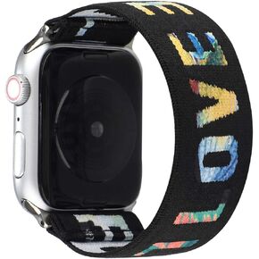Elastic Wristband Bracelet Sweatproof Stretchy Nylon Band Fashionable Strap Compatible with Apple Watch Ultra SE Series 9 8 7 6 5 4 3 2 1