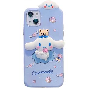Compatible with iPhone 12 Case 6.1 inch,Shock-Absorption Grily Case Cover with Makeup Mirror and Lanyard, Cute Kawaii Anime Cartoon Design for Kids Teens Young Girls Women