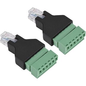 RJ12 Connector 2pcs RJ12 6P6C Male to 6 Pin Ethernet Screw Terminal Adapter,Audio Cable Adapter,RJ12 Male to Screw Terminals Compact Design and Reliable Connection