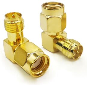 2PCS SMA Elbow Radio Antenna Adapter, 90 Degree SMA Coax Connector, Low Loss RP-SMA Female to RP-SMA Male Right Angle Coax Adapter for Ham Radio Antenna, Walkie-Talkie,Audio, Video
