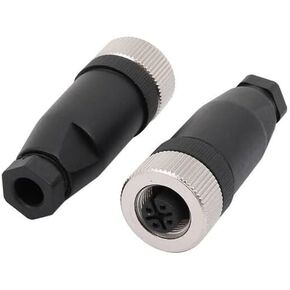 M12 Field Wireable Connector 4 Pin Straight Cable Mount Aviation Plug Waterproof IP67 Industrial Circular Sensor Connector (Female, D Code)