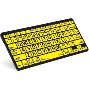 LogicKeyboard XL Print - black on yellow Bluetooth Mini Keyboard Compatible with Apple iPad, iPhone, iPod,and Android - Part Number LKBU-LPBY-BTON-US