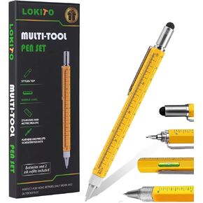 Gift for Men Tools for Men Pen Set,Multi-Function Tool Pen Very Cool Gifts for Men, Suitable for All Kinds of Creative Tools for Men on Holidays, Christmas Gifts (Yellow)