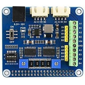Stepper Motor HAT for Raspberry Pi,Jetson Nano Onboard Dual DRV8825 Motor Controller Built-in Microstepping Indexer Drives Two Stepper Motors Up to 1/32 Microstepping