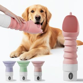 19 OZ Portable Dog Water Bottle, Collapsible Dog Water Dispenser, Leak Proof Dog Travel Water Bottle, Food Grade Silicone BPA-Free, Doggy Water Bottle for Outdoor Walking, Hiking, Travel (Grey)
