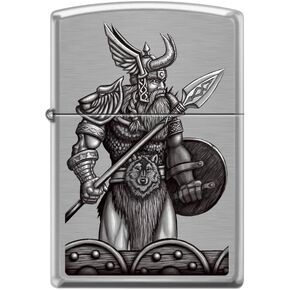 Zippo Lighter- Odin Viking Norse Brushed Chrome Windproof Lighter #Z5244