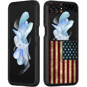 for Samsung Galaxy Z Flip 6 Phone Case, Military Grade Heavy Duty Shockproof Drop Fliping Stylish Protective Cover for Samsung Galaxy Z Flip 6 5G 2024, Vintage American Flag