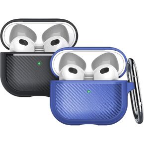 متوافق مع حافظة AirPods 3 2021، غطاء TPU مع حلقة تسلق لجهاز Apple AirPods الجيل الثالث، مصباح LED أمامي مرئي، يدعم الشحن اللاسلكي