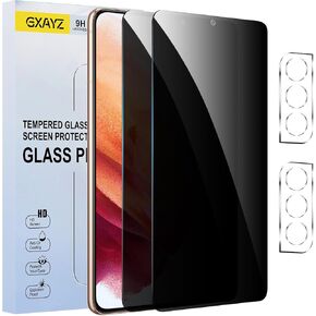 2 Pack Privacy Screen Protector for Samsung Galaxy S21 Plus with 2 Pack Camera Lens Protector, HD Clear Tempered Glass Film, Anti Spy, Anti Scratch, 9H Hardness, Touch Sensitive, Bubble Free