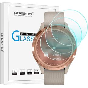Orzero (3 Pack) Smartwatch Screen Protector Compatible for Garmin Vivomove 3S (Not for Garmin Venue 3S) Tempered Glass 2.5D Arc Edges 9 Hardness HD Anti-Scratch Bubble-Free