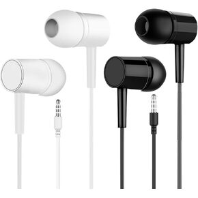 Wired in-Ear Headphones (2-Pack) with A Microphone, Featuring A 3.5Mm Audio Jack, Perfect for Video Conferencing and Calls, Compatible with Android Devices, Available in Black and White