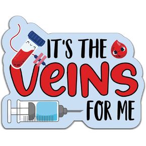 YAZMEEN 20 Pcs Funny Syringe Nurse Stickers 2.5'' It's The Veins for Me Stickers Medical Decals for Water Bottle Notebook Phone Appreciation Gifts for Phlebotomist Phlebotomy Nurse Doctor Assistant in Kuwait