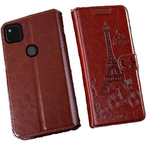 for Google Pixel 4a 4G (Not for 5G) 5.81" Wallet Case Kickstand Magnetic Leather Flip Cover Card Holder Stand Cell Women Men Phone Cases for Google Pixel 4a 4G Cover (BrownTree) Black