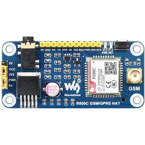 R800C GSM/GPRS HAT for Raspberry Pi Series & Jetson Nano, Support 2G Communication, Phone Call & SMS