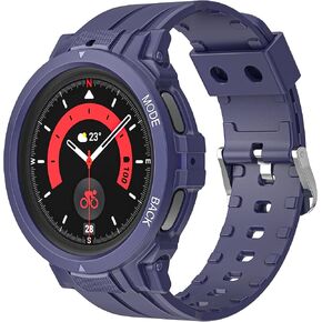 Rugged Case Band Compatible with Samsung Galaxy Watch Pro 5 45mm,Men Women Durable TPU Sport Strap Protective Cases/Cover Protector Drop-Proof Shockproof for Galaxy Watch Pro 5 45mm