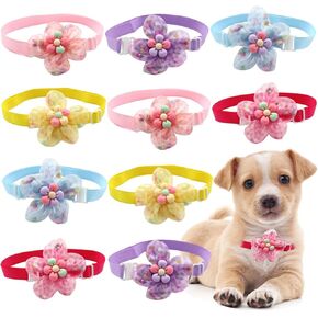 Dog Bow Ties with Adjustable,10Pcs Puppy Bow Ties Cat Bow Ties Collars Male Dog Flower Collar Grooming Bows Ties Solid Colors Pet Collars for Small Medium Dogs Cats(Random Color)