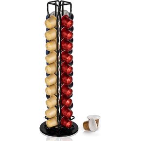 RECAPS Coffee Capsules Holder Compatible with Nespresso, Coffee Pod Holder for Original 40 Coffee Capsules, Rotating Design, Coffe Storage Rack for 40 Pcs Pods Coffee Holder Stand.