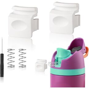 2pcs Replacement Button Compatible with Owala FreeSip 24oz 32oz, BPA-Free Water Bottle Lid Mouth Push Switch Top Cap Seal Stopper Replacement Parts for Owala 19/24/32/40oz Accessories, White