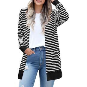 STYLEWORD Women's 2023 Fall Fashion Cardigan Sweaters Lightweight Open Front Knit Casual Long Cardigans Outfits with Pockets