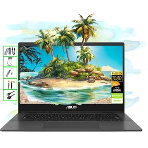 ASUS Chromebook | 14" FHD Laptop | 4GB RAM | 64GB SSD & 64GB Card & 128GB Portable SSD | MediaTek 8-Core CPU | Webcam | USB-C | Wi-Fi | Bluetooth | Ultra Portable | Gemini-AI Chrome OS | LE Bundle