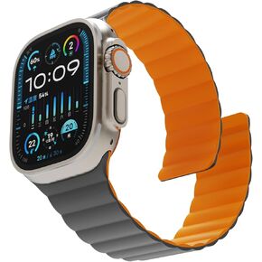Wide Magnetic Silicone Band Compatible with Apple Watch 49 45 44 42 41 40 38mm Bands for Women Men, Sport Silicone Strap Strong Magnet Wristband for iWatch Ultra 1/2 Series 9 8 7 6 5 4 3 1 SE