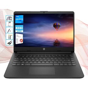 HP AI-Powered 14" HD Laptop with Microsoft Office and 1TB Cloud Storage Included for 1-Year| 16GB RAM| 128GB SSD & 128GB Portable SSD| Intel 4-Core CPU| Webcam| Wi-Fi | Win 11| Ultra Thin | RK Bundle