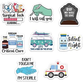 YAZMEEN Funny Nurse Stickers 80 Pcs Medical Staff Accessories Decals for Notebook Water Bottle Luggage 2'' Appreciation Gifts Stickers for ICU ER EMT Surgical Tech Nursing Doctor Student Assistant