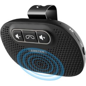 ANSTEN Hands-Free Car Bluetooth Speaker, Bluetooth Car Kit for Cell Phone, Built-in Microphone, Car Phone Speakerphone, Support Android and iOS Siri Google Voice Assistant, GPS, Music, Calls