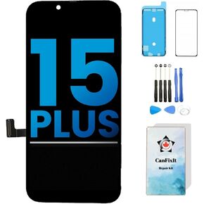 Screen Replacement Compatible for iPhone 15 Plus LCD Screen INCELL (Not TFT) 6.7" Touch Glass Display Digitizer Full Assembly with Repair Tool Kits and Waterproof Seal A2847, A3093, A3096
