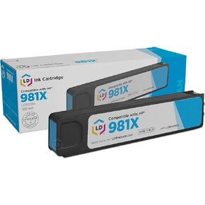 LD Remanufactured Ink Cartridge Replacement for HP 981X L0R09A High Yield (Cyan) Compatible with HP PageWide Enterprise Color 586f 586z HP PageWide Managed Color E58680z MFP E58650dn and More