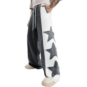 GORGLITTER Men's Y2k Baggy Sweatpants Star Print Hip Hop Pants Drawstring Wide Leg Track Pants in Saudi Arabia