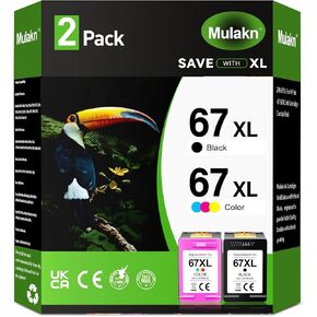 67XL for HP Ink 67 HP 67XL Ink Cartridge for HP DeskJet 2755e 2700 2700e 2723e 2734e 2752e 2755e 2755 4155e 4155 Envy 6000 6055e 6055 6400 6455e Envy Pro 6452 6458 6475 Printer Black Color Combo Pack