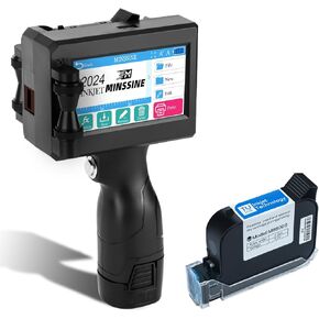Handheld Inkjet Printer, MS-C10 Portable Handheld Printer Gun with Fast-Drying Solvent Cartridge for QRCode Barcode Production Date Time Logo Batch Number on Any Surface(0.5 Inch Nozzle)