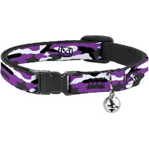 Buckle-Down Camo PBGW, Breakaway Cat Collar with Bell, Plastic Clip, Easy Adjustable, 8.5 to 12 Inches 0.5 Inch Wide