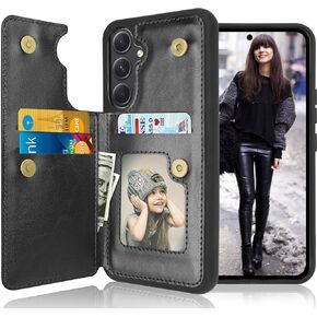Galaxy A54 5G Wallet Case, Tekcoo Minimalist Luxury PU Leather ID Cash Credit Card Holder Slots Magnetic Closure Kickstand Folio Flip Slim Protective Cover for Samsung Galaxy A54 5G [Brown]