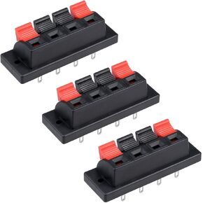 uxcell® 3pcs 4 Way Jack Socket Spring Push Release Connector Speaker Terminal Strip Block