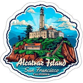Alcatraz Island San Francisco California Sticker Travel Weatherproof Souvenir Decal Vinyl Small Waterproof for Water Bottle Mug Passport Notebook Laptop Computer Phone Car Stickers Size 4" ID44990