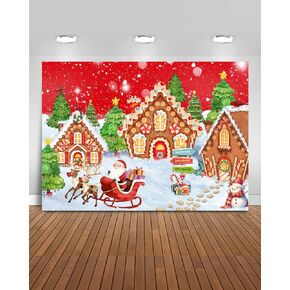 Mocsicka Christmas Gingerbread House Backdrop Banner for Photography White Xmas Christmas Party Decorations Banne Gingerbread Photo Background (White, 70.8x43.3 inch)
